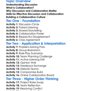 Discussion And Collaboration Worksheet Activity Booklet