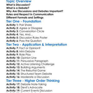 Discussion And Debate Worksheet Activity Booklet