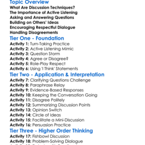 Discussion Techniques Worksheet Activity Booklet