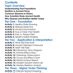 Disease And Nutrition In Past Populations Worksheet Activity Booklet