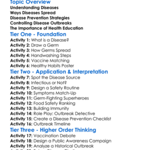 Disease Prevention And Control Worksheet Activity Booklet