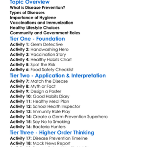 Disease Prevention Worksheet Activity Booklet