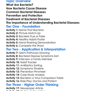 Diseases Caused By Bacteria Worksheet Activity Booklet
