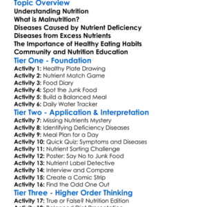 Diseases Caused By Poor Nutrition Worksheet Activity Booklet