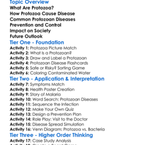 Diseases Caused By Protozoa Worksheet Activity Booklet