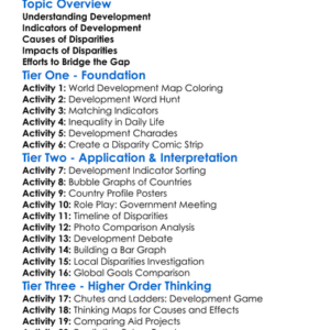 Disparities In Development Worksheet Activity Booklet