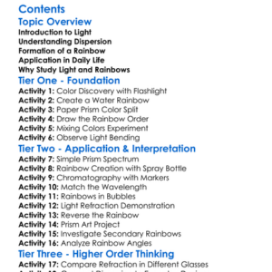 Dispersion Of Light And Rainbow Formation Worksheet Activity Booklet