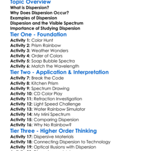 Dispersion Worksheet Activity Booklet