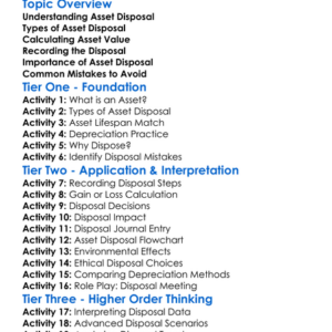 Disposal Of Assets Worksheet Activity Booklet
