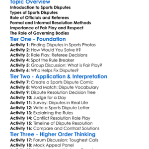 Dispute Resolution In Sports Worksheet Activity Booklet
