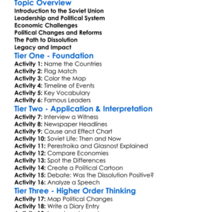 Dissolution Of The Soviet Union Worksheet Activity Booklet
