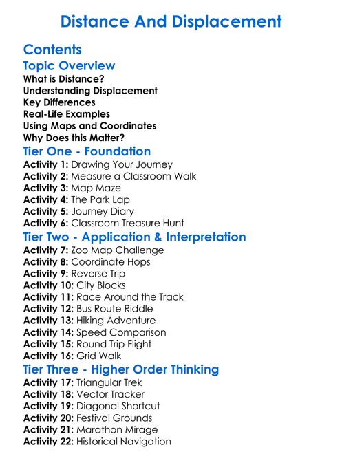 Distance And Displacement Worksheet Activity Booklet
