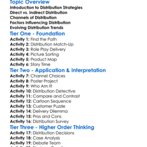 Distribution Strategies Worksheet Activity Booklet