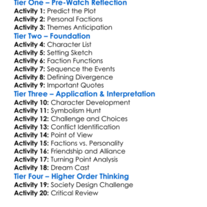 Divergent 2014 Worksheet Activity Booklet