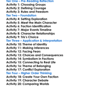 Divergent Veronica Roth Worksheet Activity Booklet