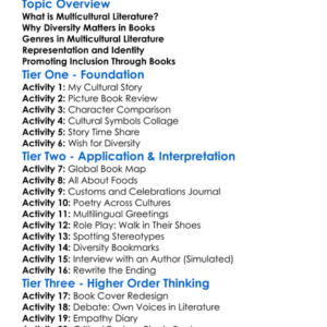 Diverse And Multicultural Literature Worksheet Activity Booklet
