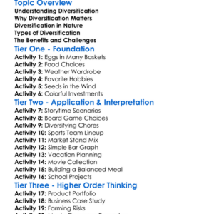 Diversification Worksheet Activity Booklet