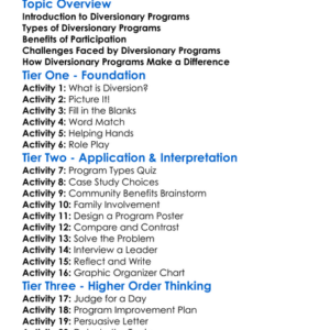 Diversionary Programs Worksheet Activity Booklet