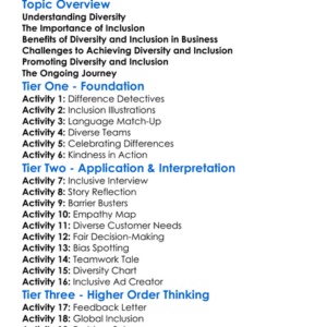 Diversity And Inclusion In Business Worksheet Activity Booklet
