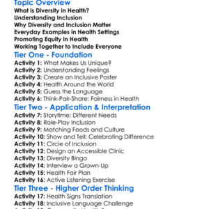 Diversity And Inclusion In Health Worksheet Activity Booklet
