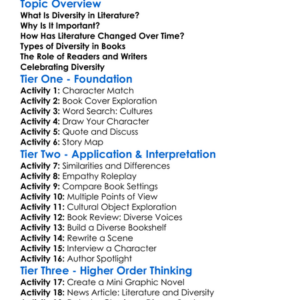Diversity In Literature Worksheet Activity Booklet