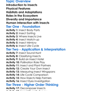 Diversity Of Insects Worksheet Activity Booklet