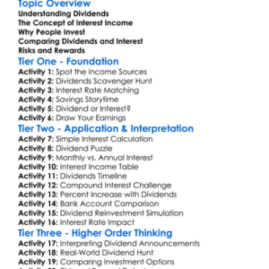 Dividends And Interest Income Worksheet Activity Booklet