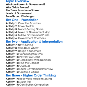 Division Of Powers Worksheet Activity Booklet