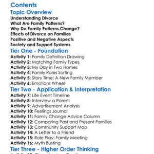Divorce And Changing Family Patterns Worksheet Activity Booklet
