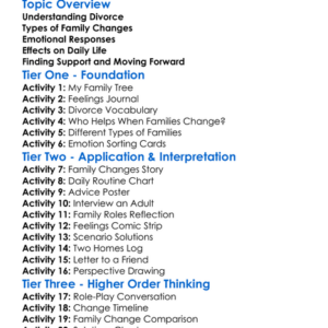 Divorce And Family Change Worksheet Activity Booklet