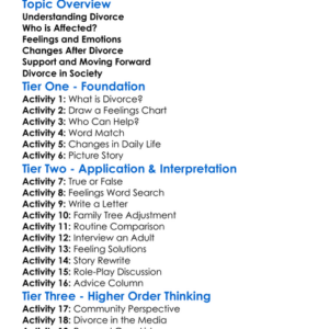 Divorce And Its Effects Worksheet Activity Booklet