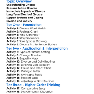 Divorce And Its Impacts Worksheet Activity Booklet