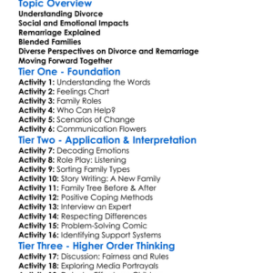 Divorce And Remarriage Worksheet Activity Booklet