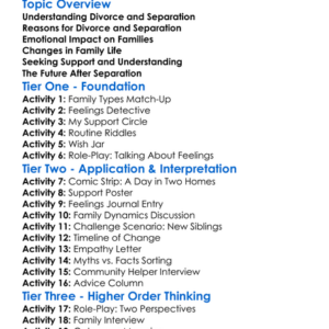 Divorce And Separation Worksheet Activity Booklet
