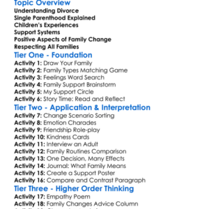 Divorce And Single Parenthood Worksheet Activity Booklet