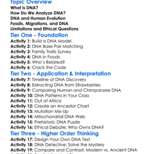 Dna Analysis In Human Origins Worksheet Activity Booklet