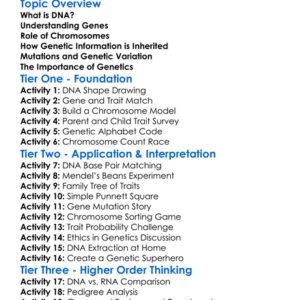 Dna Genes And Chromosomes Worksheet Activity Booklet
