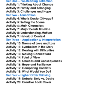 Doctor Zhivago Boris Pasternak Worksheet Activity Booklet