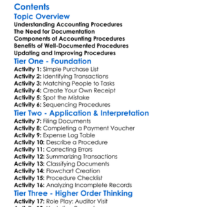 Documenting Accounting Procedures Worksheet Activity Booklet