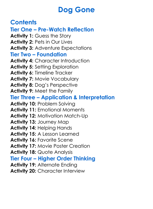 Dog Gone Worksheet Activity Booklet