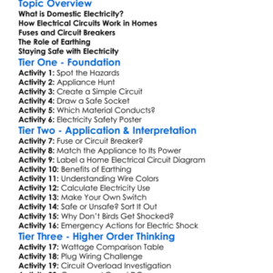 Domestic Electricity And Safety Worksheet Activity Booklet
