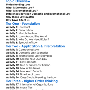 Domestic Law Vs International Law Worksheet Activity Booklet