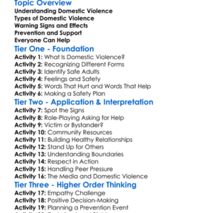 Domestic Violence Prevention Worksheet Activity Booklet