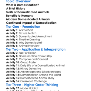 Domestication Of Animals Worksheet Activity Booklet
