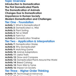 Domestication Of Plants And Animals Worksheet Activity Booklet