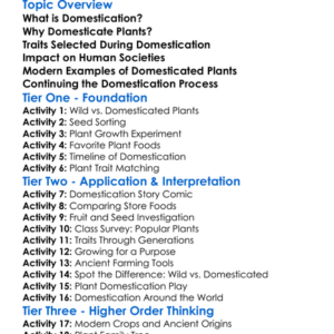 Domestication Of Plants Worksheet Activity Booklet