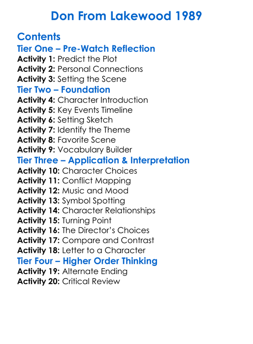 Don From Lakewood 1989 Worksheet Activity Booklet