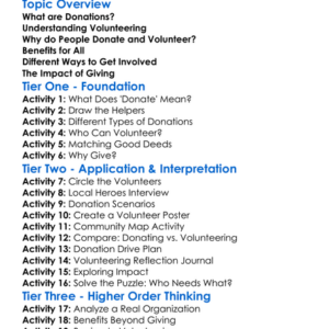 Donations And Volunteering Worksheet Activity Booklet