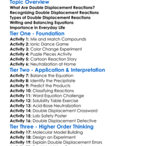 Double Displacement Reactions Worksheet Activity Booklet