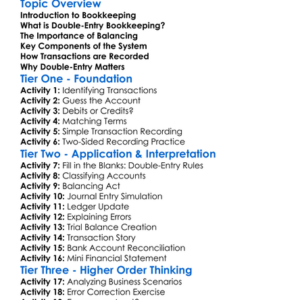 Double-Entry Bookkeeping Worksheet Activity Booklet